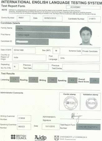 Best IELTS test result November 2010