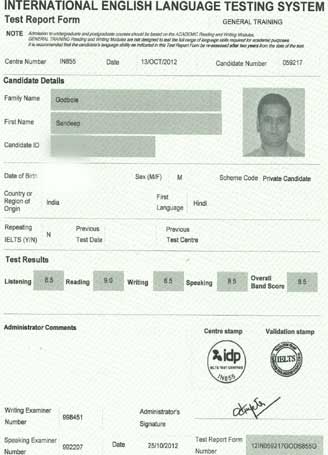 Best IELTS test result October 2012