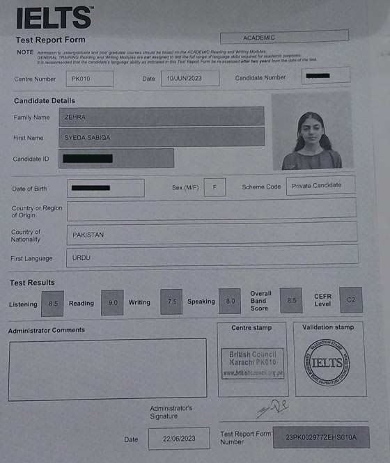 Best IELTS test result October 2023