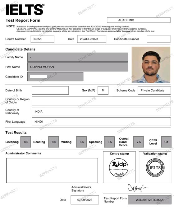 Best IELTS test result October 2023