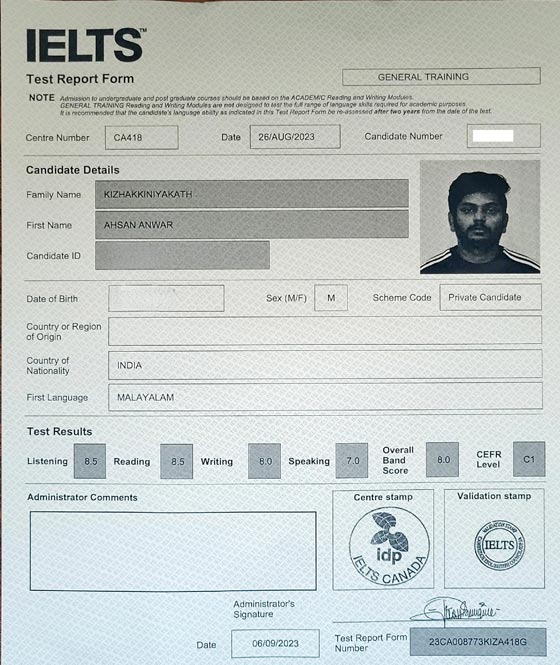 Best IELTS test result October 2023