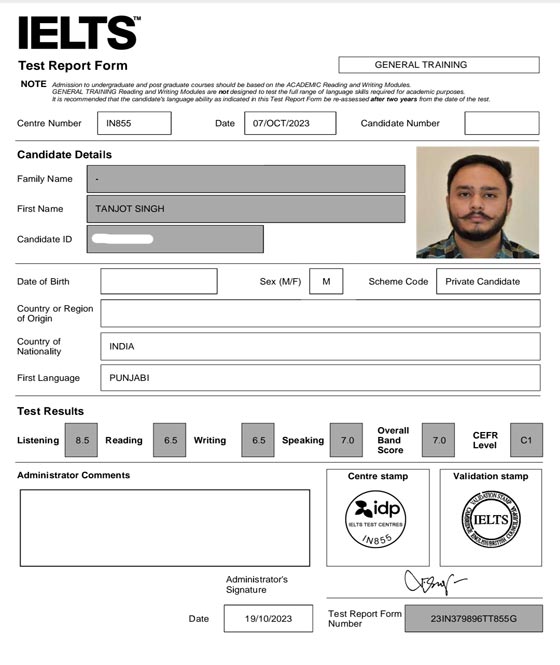 Best IELTS test result October 2023