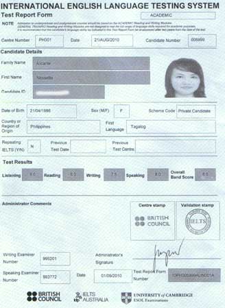 Best IELTS test result September 2010