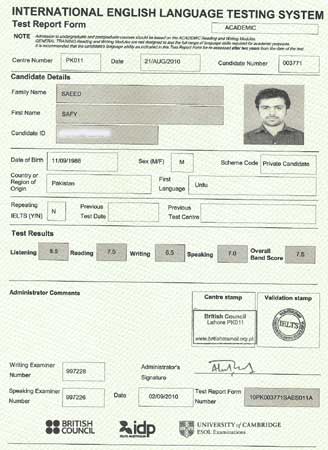 Best IELTS test result September 2010