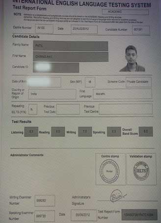 Best IELTS test result September 2012