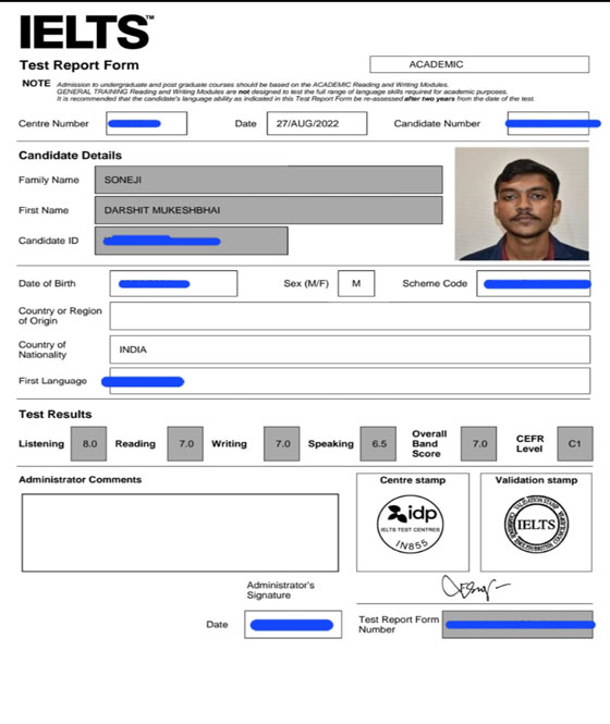 Best IELTS test result September 2022