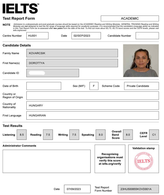 Best IELTS test result October 2023