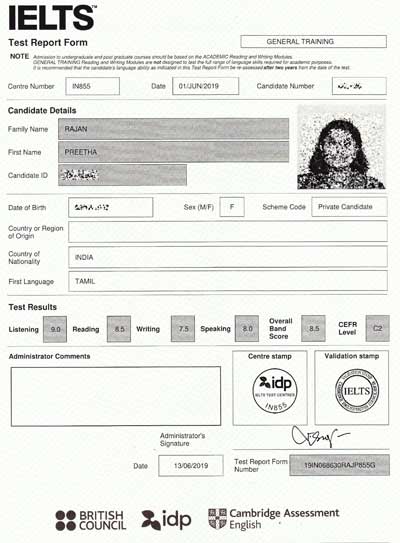 Band 8.5 in IELTS