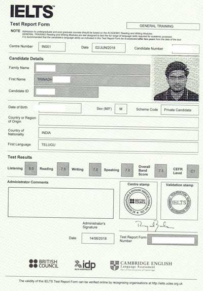 IELTS Band Score 7.5